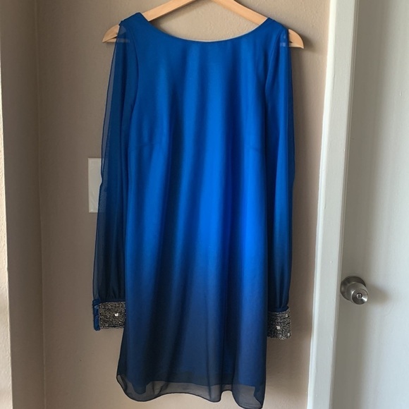 I.N. SAN FRANCISCO Blue Ombre Beaded Long Sleeve Mini Dress - Picture 2 of 9